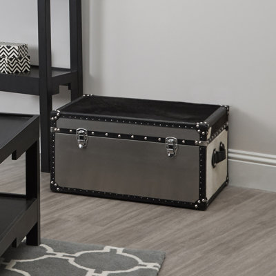 Johnathan MDF Stainless Steel Cowhide Storage Trunk