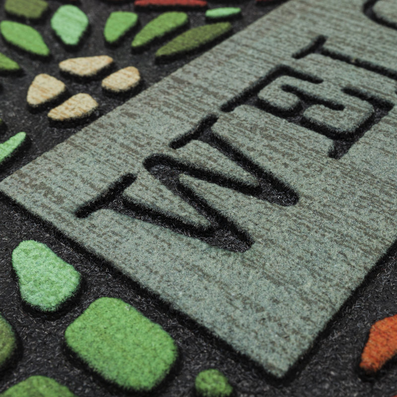 Rumford Floral Welcome Recycled Rubber All Weather Non-Slip Outdoor Door Mat