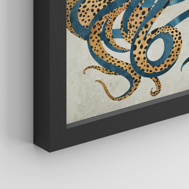 «Vintage Textured Octopus» sur papier, Noir, H 14 po x l 11 po