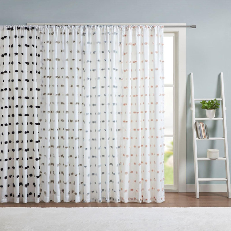 50" Pom Pom Embellished Curtain Panel, 50" W x 63" L