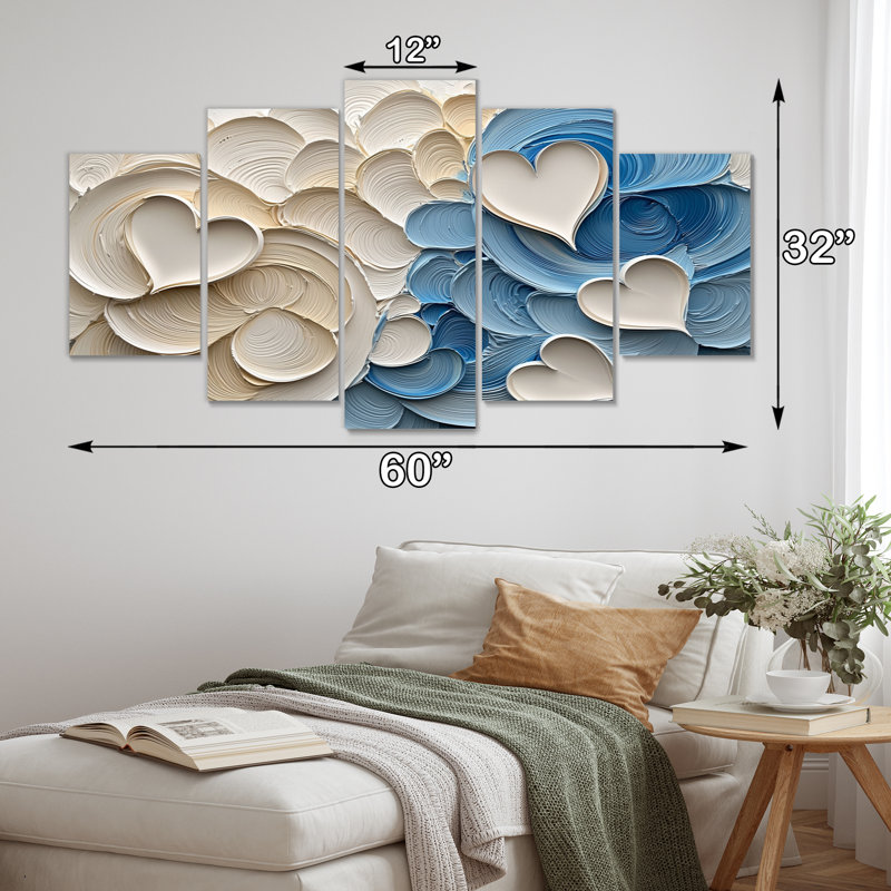 «Blue and White Spiraling Hearts I», ensemble de décorations murales spirales abstraites