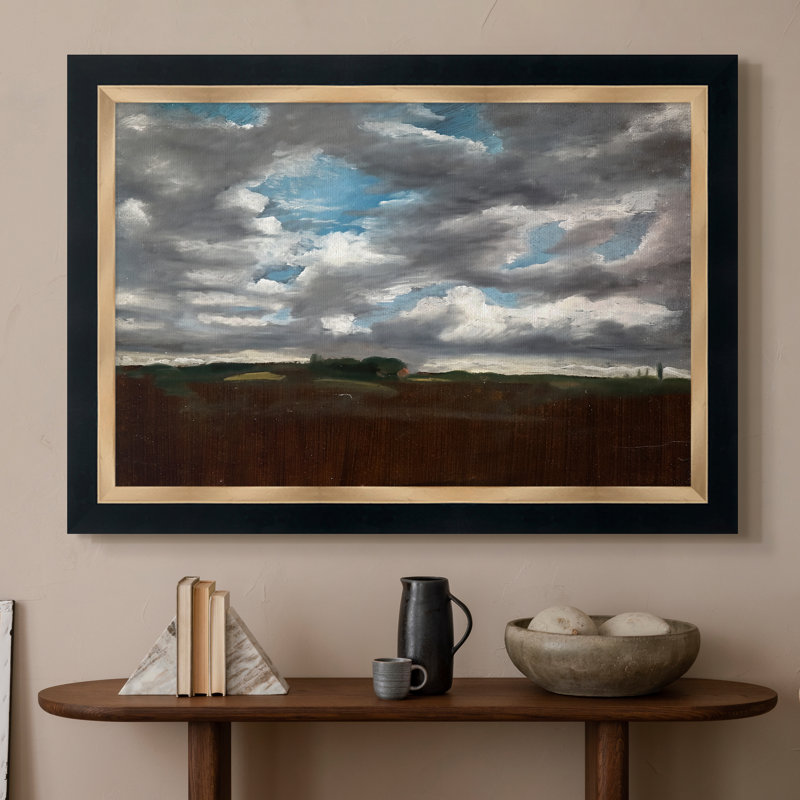 Anns " Extensive Landscape With Grey Clouds " by John Constable, 16x22 INNER SIZE, Toile avec cadre, Tuxedo Gold Edge