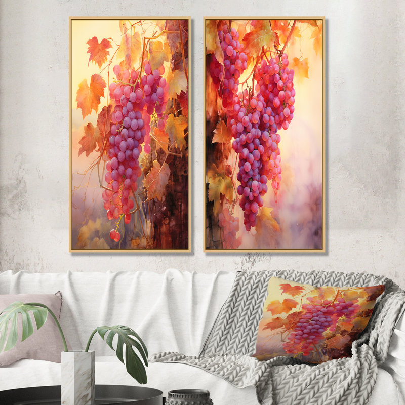 Ensemble de 2 décorations murales Vineyard Veil, Encadrement brun, H 40 po x l 41 po