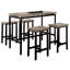 Ensemble de table à hauteur de comptoir 5 pièces 5 pièces Design gris et noir