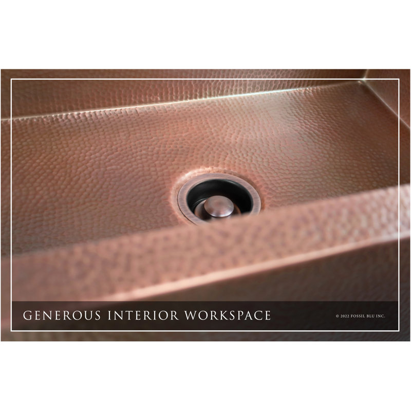 Luxury Heavy 12-Gauge Copper Farmhouse Sink, Includes Accessories, Flat Front