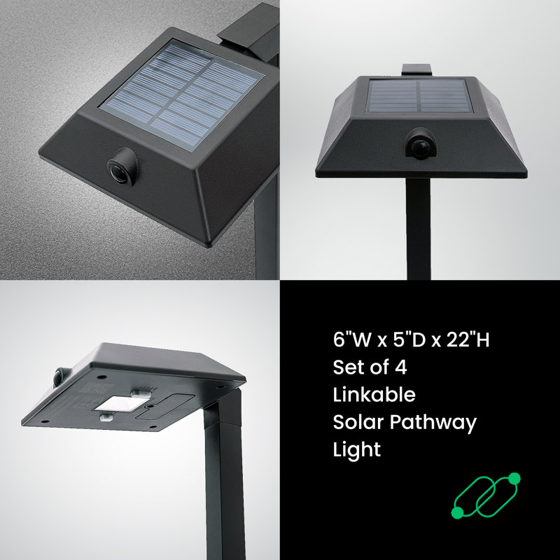 Square Black Solar LED Pathway Lights Multipack with Adjustable Color Temperature