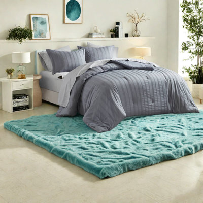 Modern Queen Bedding Set, Grey Polyester Minimalist Design For Home