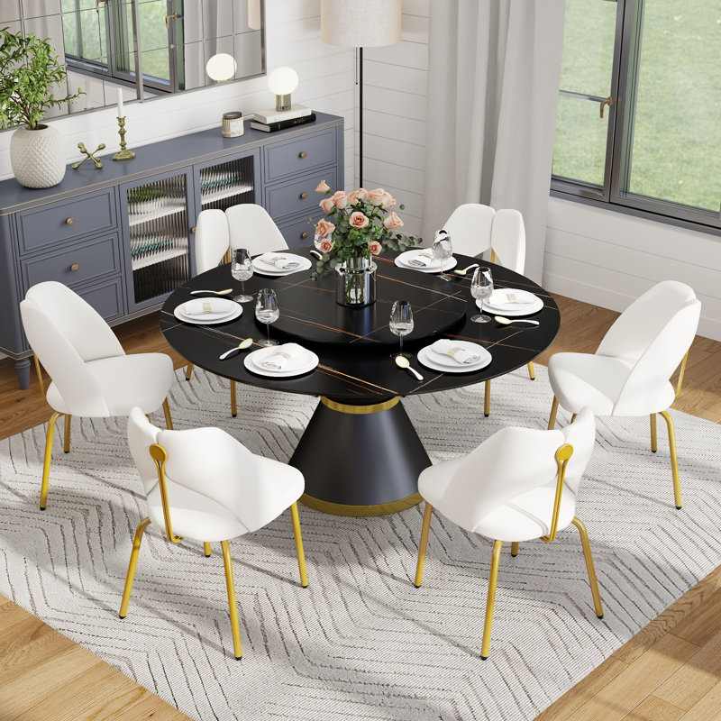 Table de salle à manger Ryding, Noir, H 29,5 po x L 59 po x l 59 po