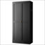 Armoire de cuisine robuste en métal noir avec 4 tablettes réglables, capacité de 110 lb et peu encombrante pour les maisons modernes