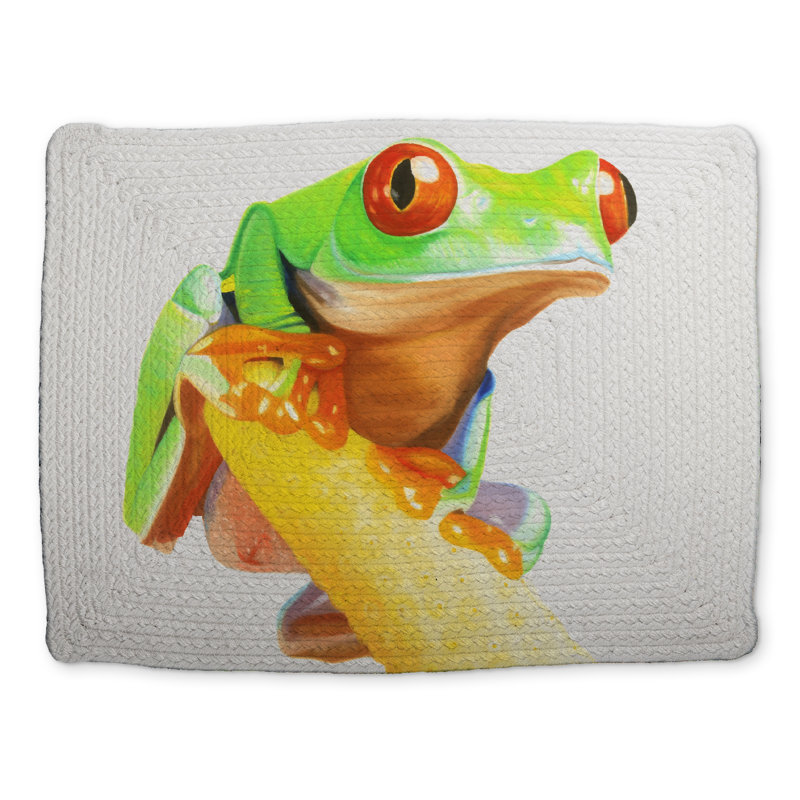 Curious Red Eyed Frog Green Placemat - Reptile Decor Essential
