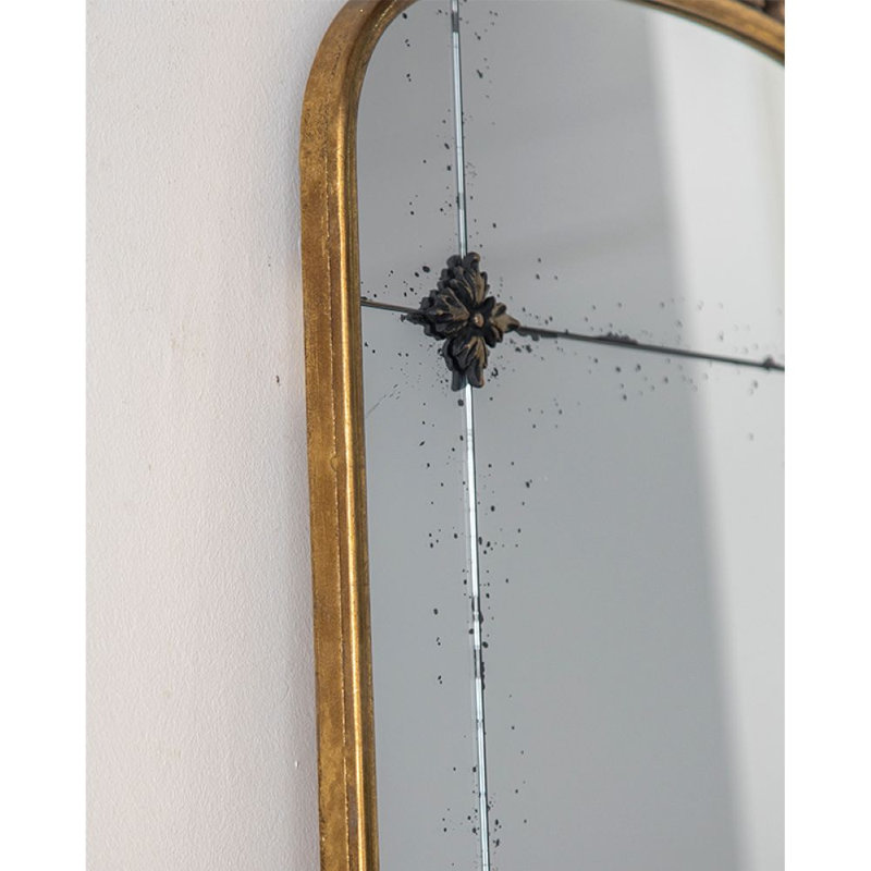 Miroir mural arqué de style antique avec cadre doré