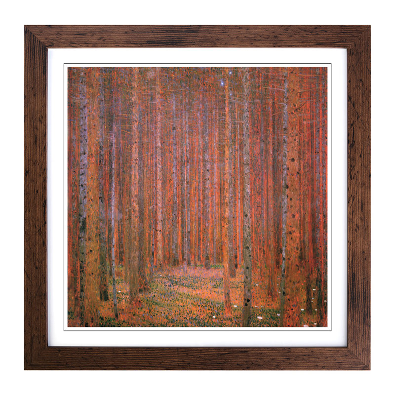 Fir Tree Forest Tannenwald I by Gustav Klimt - Framed Print, Walnut