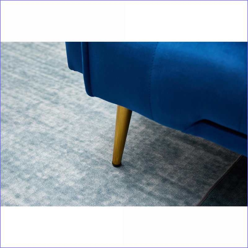 Sofas, Modern Navy Blue Velvet Sofa Bed for Small Spaces | Solid Wood+MDF | Navy Blue