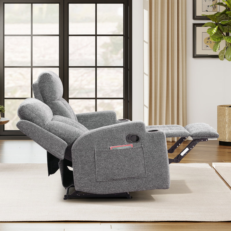 Causeuse inclinable manuelle avec porte-gobelets et rangement pour poches 56,7 po Brost, H 39,37 po x l 56,69 po x P 36,22 po
