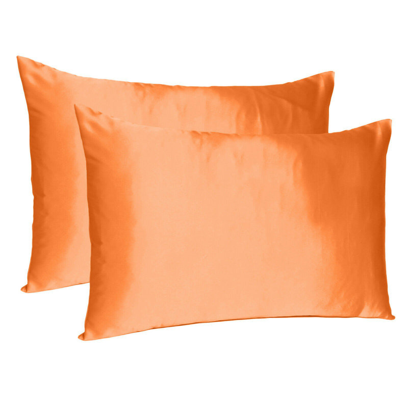 Taie d'oreiller en satin , Grand, Orange
