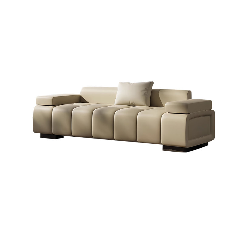 Banc rembourré en cuir, Beige, H 23,62 po x l 59,05 po x P 19,68 po
