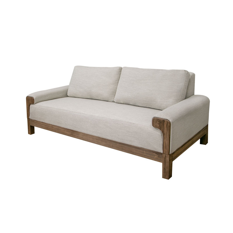 Caisy Sofa, Foam Cushions, Solid Wood, 38"H x 69.25"W x 39.5"D, Ivory Polyester Blend