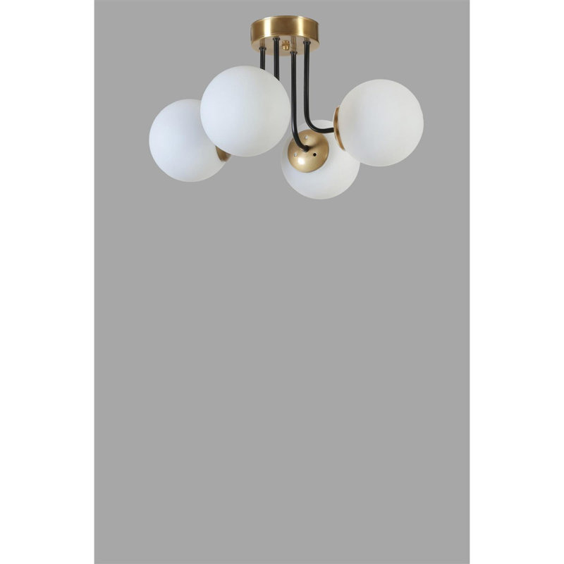 Chandle Flush Mount, Gold/White