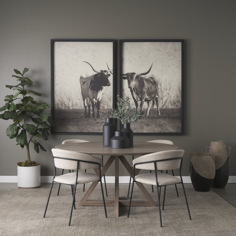 Persimmon Solid Wood Pedestal Dining Table, Light Brown, 29.5"H x 60"L x 60"W