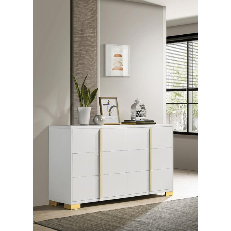 Commode 6 tiroirs Getty, Blanc