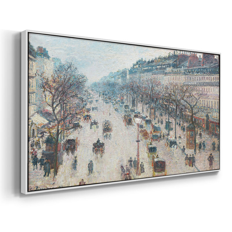 Boulevard Montmartre - Toile tendue avec châssis encadré - Prêt à être accroché, H 21 po x l 41 po, Blanc