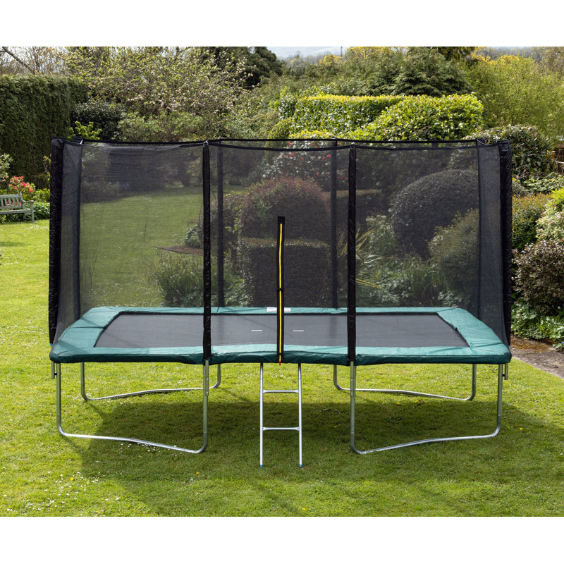 Freeport Park 365cm ft x 244cm ft Rectangle Backyard Trampoline with Safety Enclosure, Green