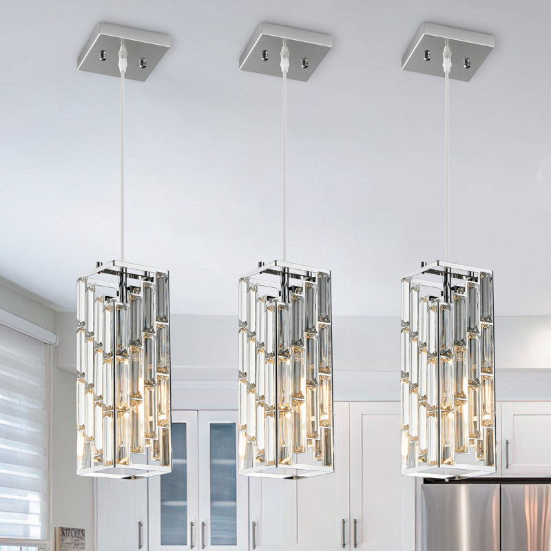 Catine - Pendant Lights Kitchen Island, Adjustable Pendant Light Fixture for Kitchen Island Dinning Room Bedroom, 3, Chrome