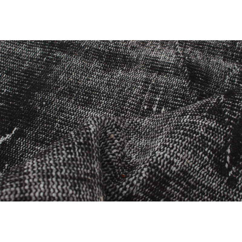 Tapis noir en laine noué à la main de conception unique 2000 pi 5 pi 4 po x 8 pi 3 po Okalani
