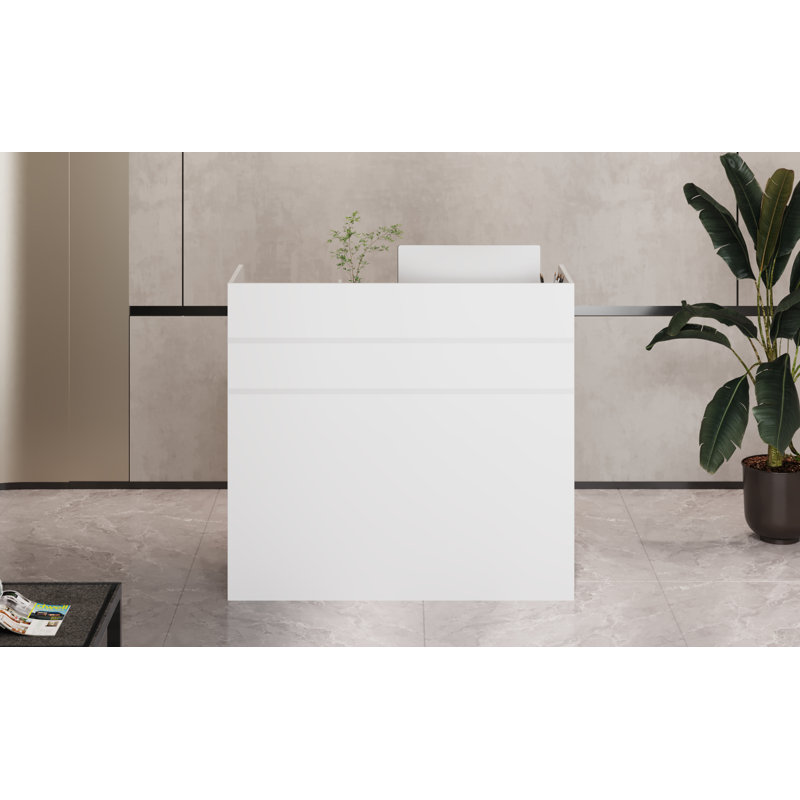 Rectangle Manufactured Wood Reception Desk, Pure White