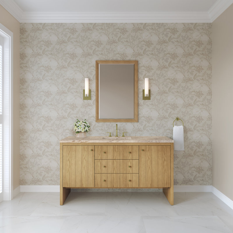 Hudson 60'' W Single Vanity, Light Natural Oak, Tajnar Eclos, 8" Widespread