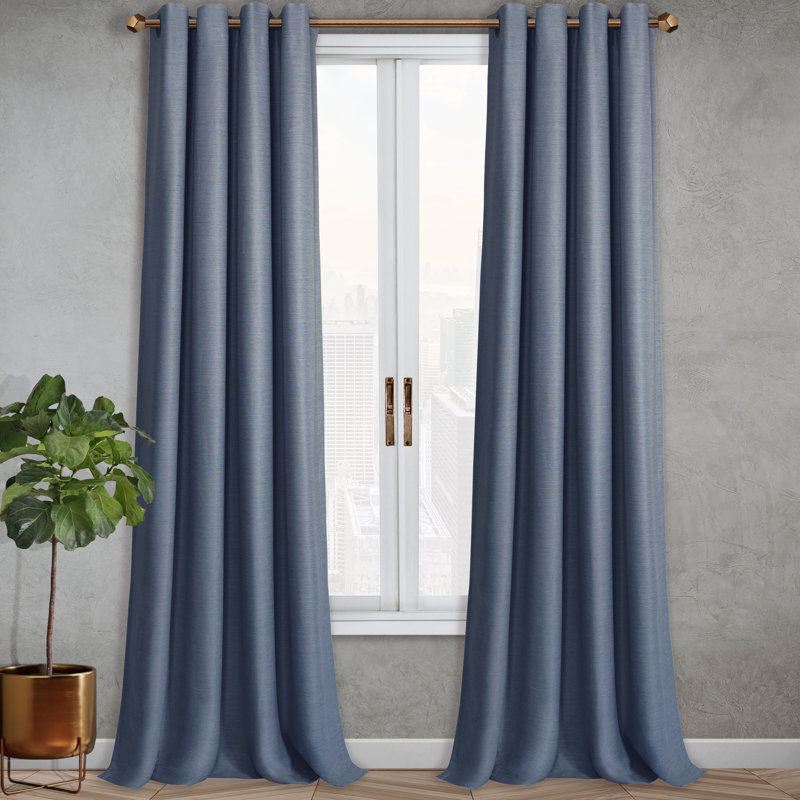 Holloman Solid Color Max Blackout Thermal Grommet Curtain Panel, Navy, 52" W x 96" L