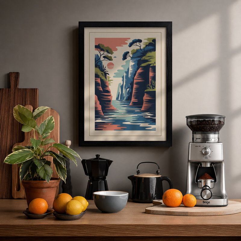 Canyon Waters Rustic - Framed Print, Black, A3 - 42.0 x 29.7 cm