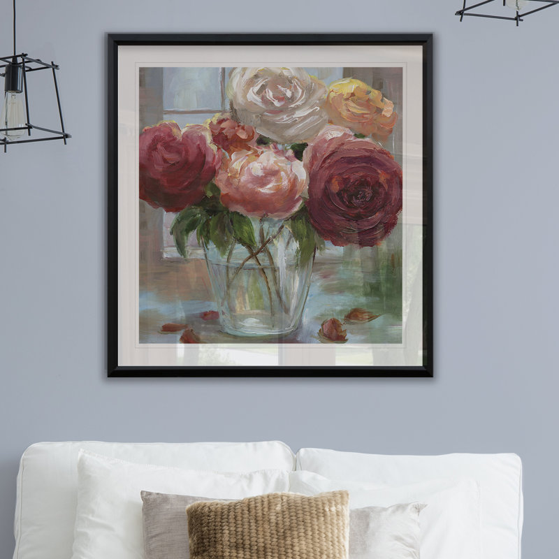 « rose society », reproduction encadrée, H 30,5 po x l 30,5 po x P 1,5 po