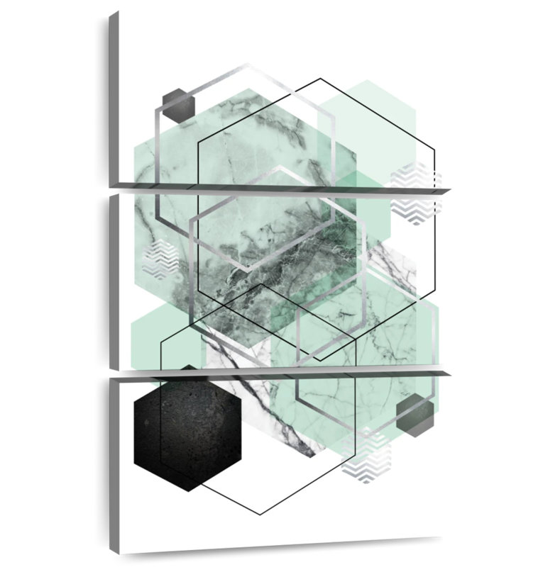 Avery Mint Geometric II, 74" H x 48" W