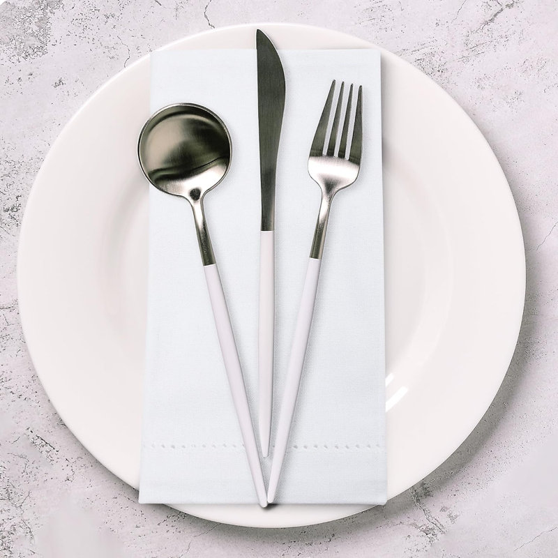 Cloth Napkins White Hemstitch Dinner Napkins Set of 12 (20X20)