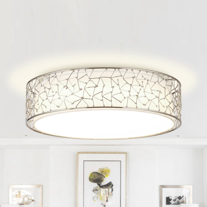 Fishbein 18" Silver Modern LED Flush Mount Ceiling Light