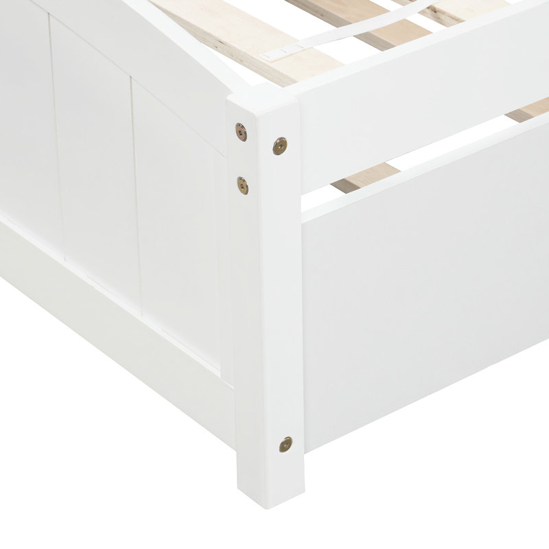 Lit plateforme simple avec lit gigogne blanc - Bois élégant pour une chambre à coucher de qualité, Blanc
