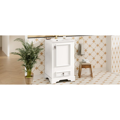 Meuble-lavabo moderne peu encombrant avec lavabo en céramique et structure en bois durable