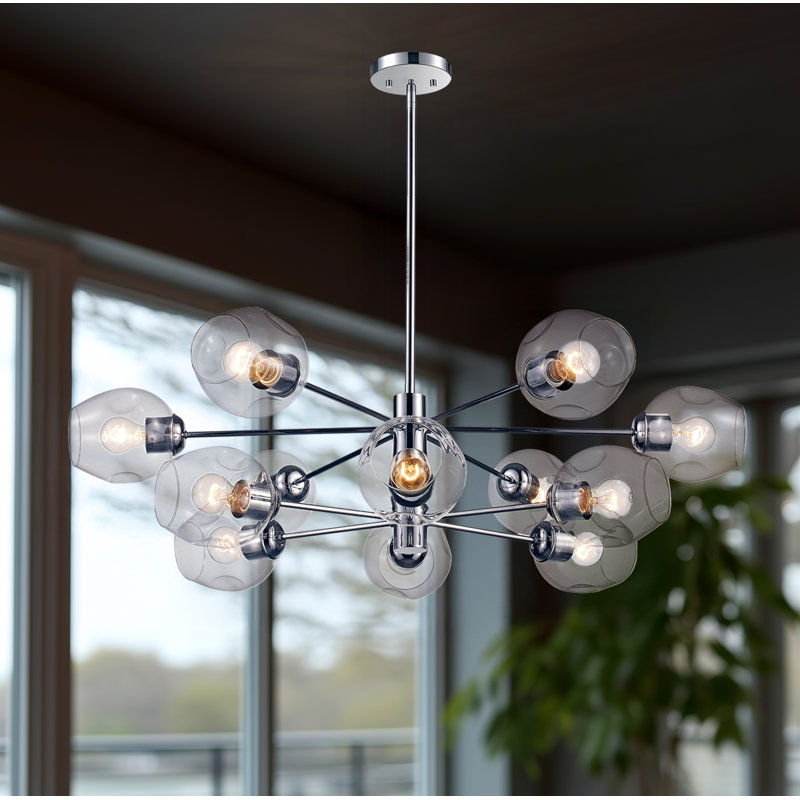 Anastasia 12 - Light Dimmable Sputnik Sphere Chandelier, Polished Chrome, Clear