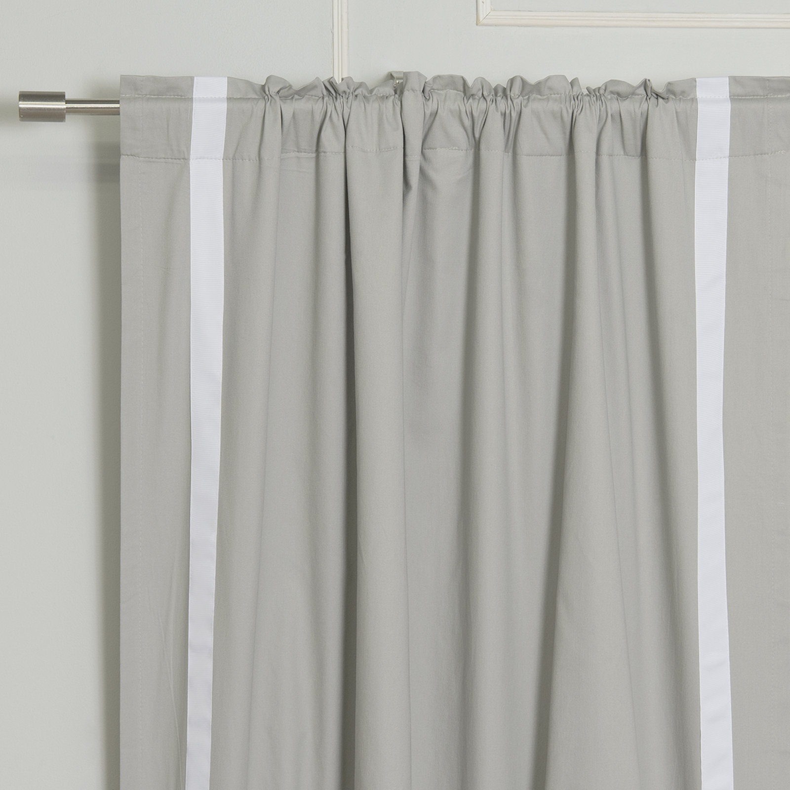 Nico Blackout Cotton Curtain Panel Set, Gray/White