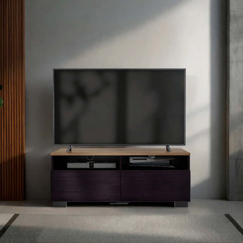 Meuble télé Tanner, naturel et noir, salon