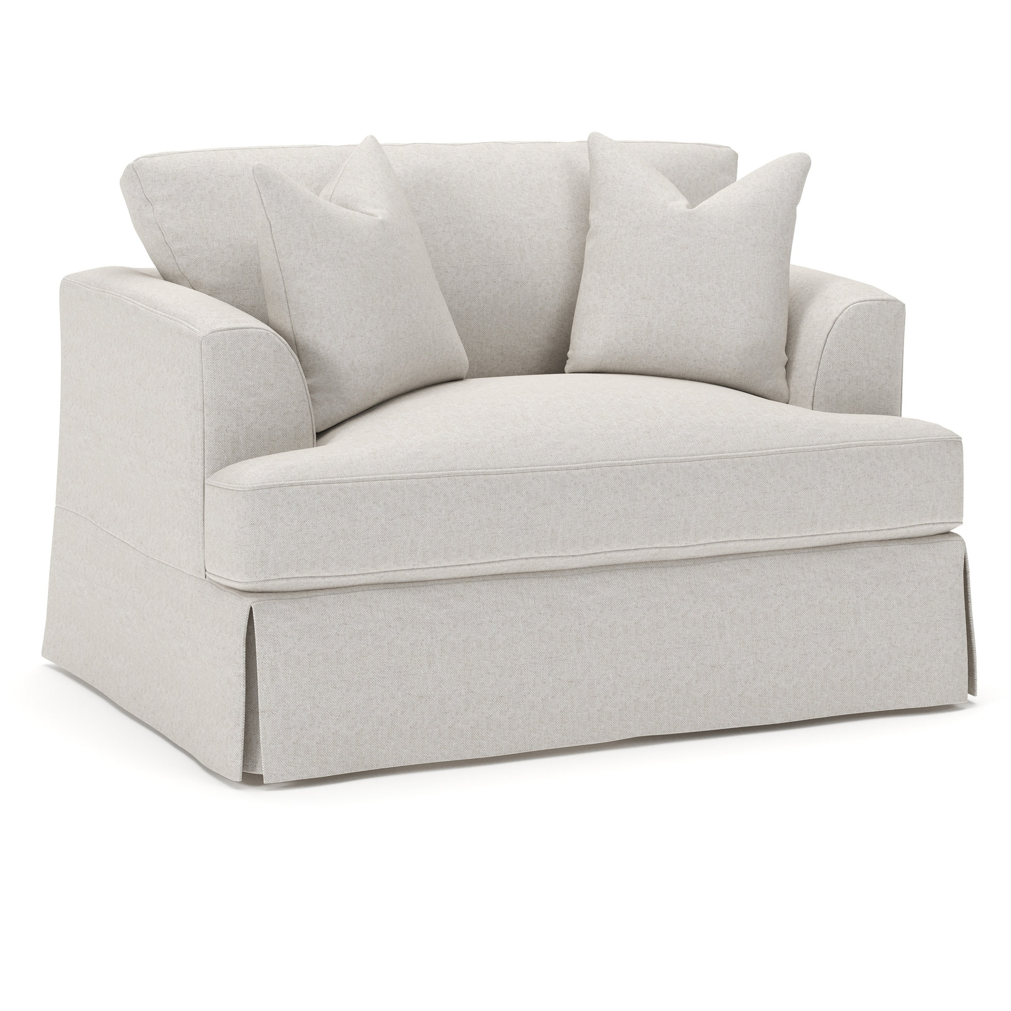 Lucia Slipcovered Chair and a Half, Macarena Light Gray Canvas