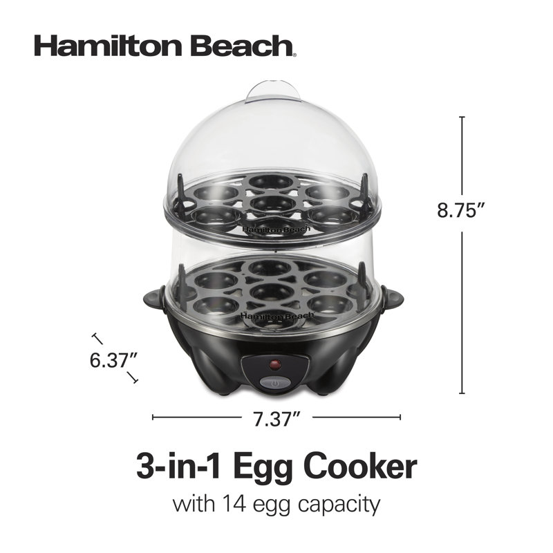 Hamilton Beach Black 14-Egg Electric Cooker and Steamer