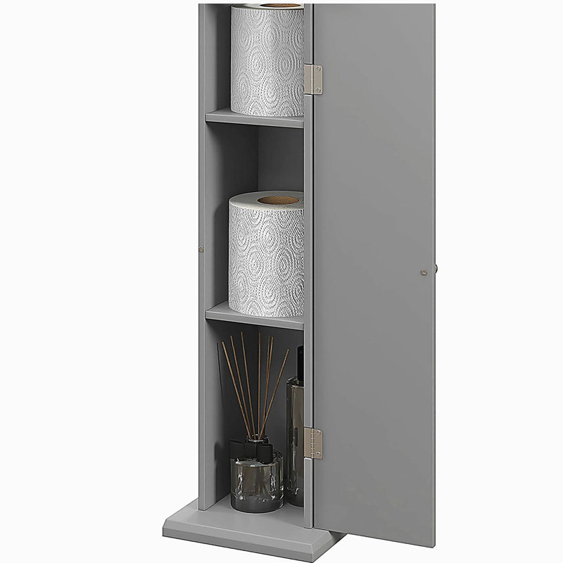 Armoire à papier hygiénique, armoire de coin de petite salle de bain avec portes et tablettes, rangement pour salle de bain mince