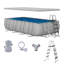 18 pi. L 9 pi. D Piscine en forme de U gris avec pompe