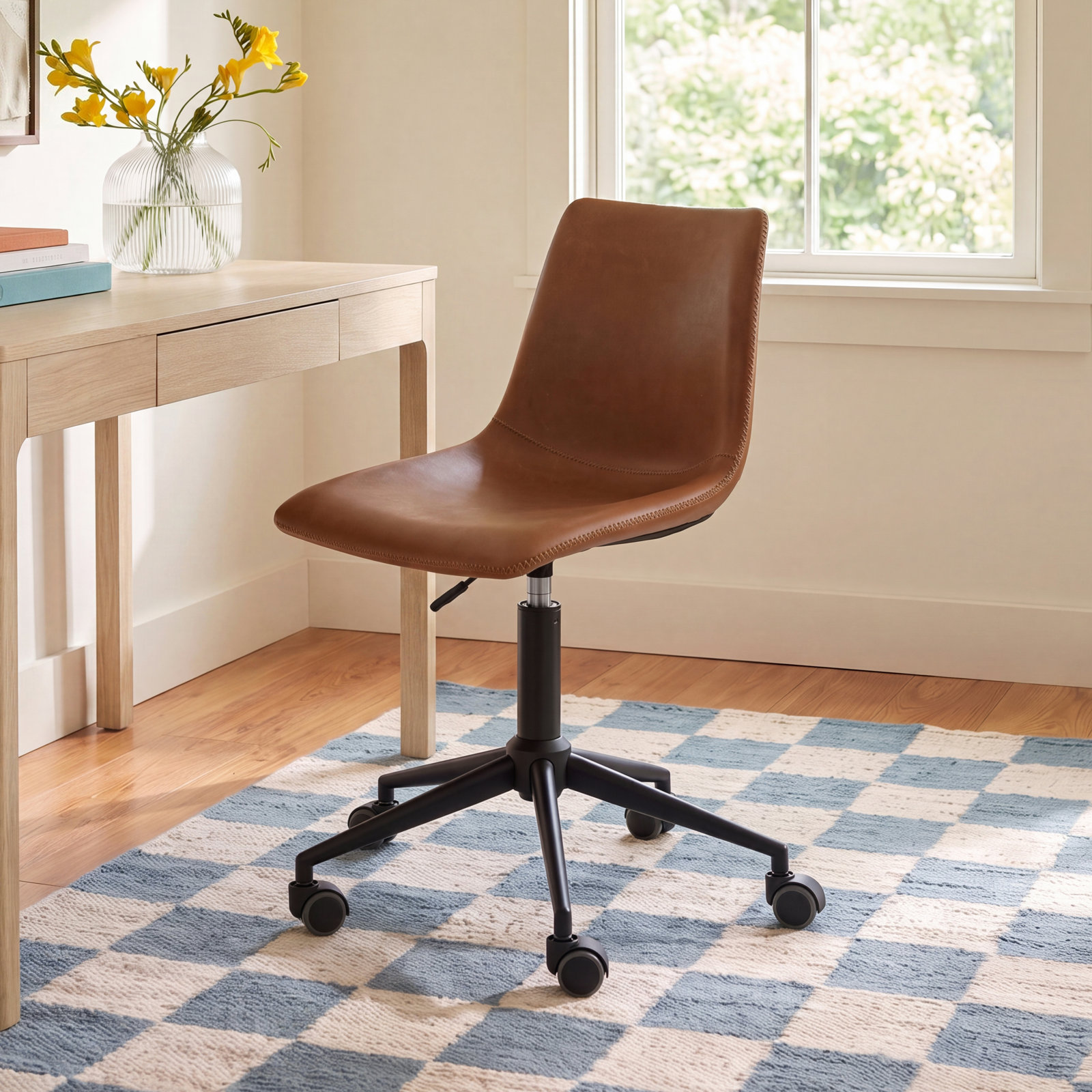 Bela Office Chair, Tan Genuine Leather