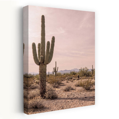 Saguaro, paysage désertique serein, impression abstraite, paysage de cactus, art mural