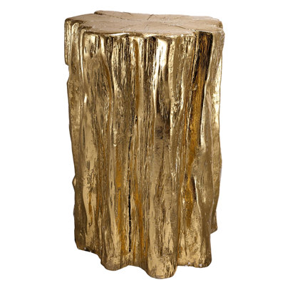 13.5X13x20" Golden Tree Trunk Stool, Antique Gold Magnesium, And Intriguing, Adds Depth Character To Living Room, Office, Bedroom