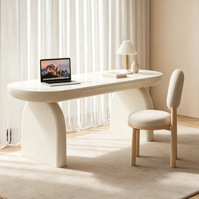 Modern Simple White Oval Wooden Writing Desk