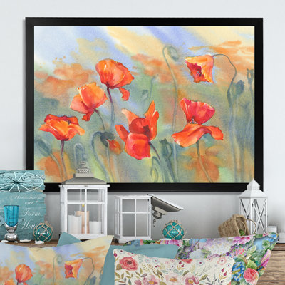 «Abstract Poppy Flowers On Rainy Day II», reproduction sur toile